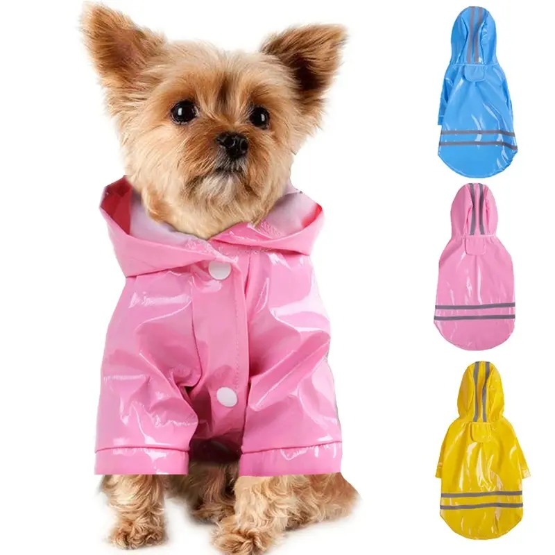 Summer Outdoor Puppy Pet Rain Coat S-XL Hoody Waterproof Jackets PU Raincoat for Dogs Cats Apparel Clothes