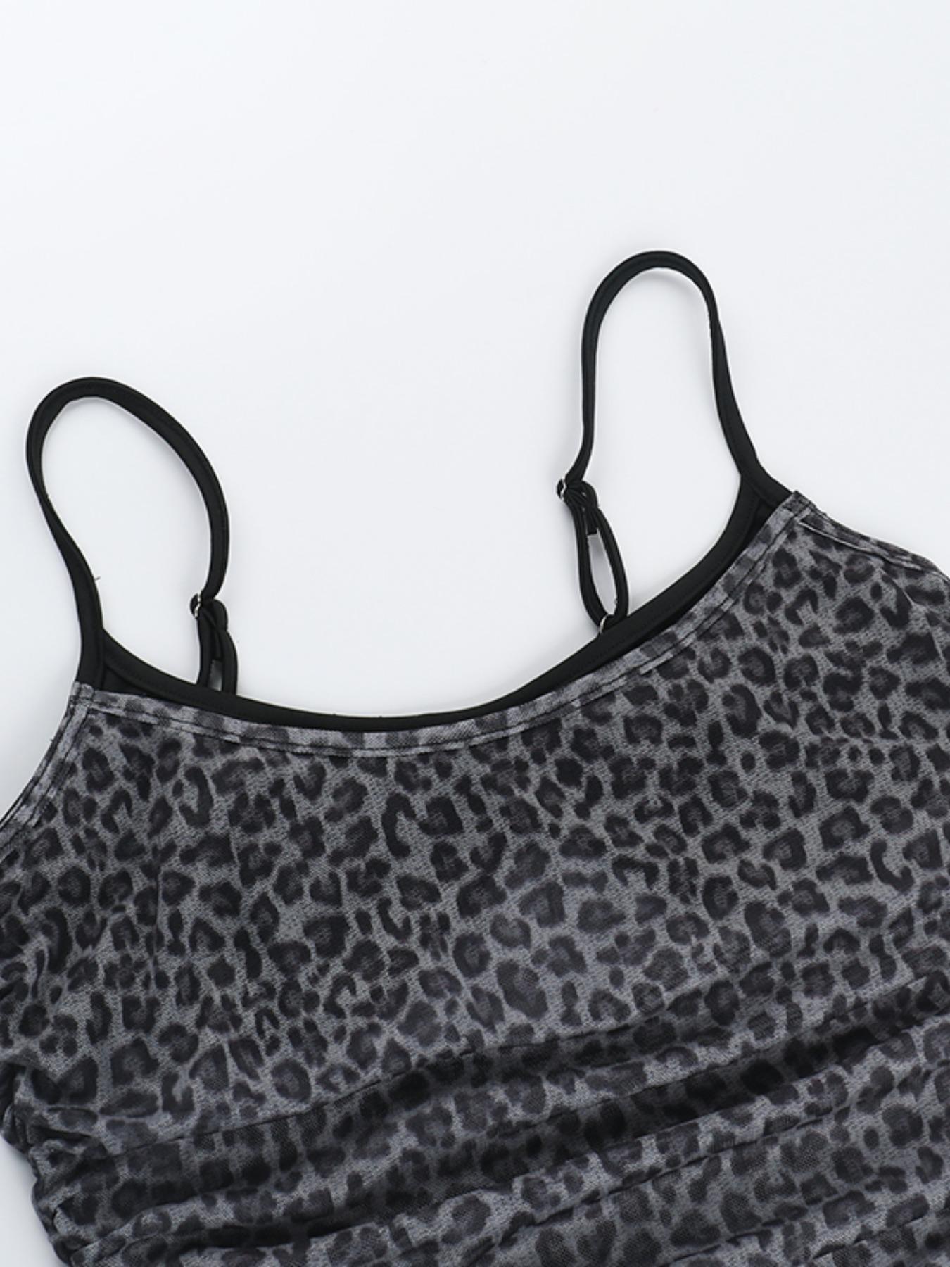 Women's Leopard Print Top, Casual Sleeveless Top for Summer, Women's Clothing for Daily Wear Top, Casual Comfy Cami