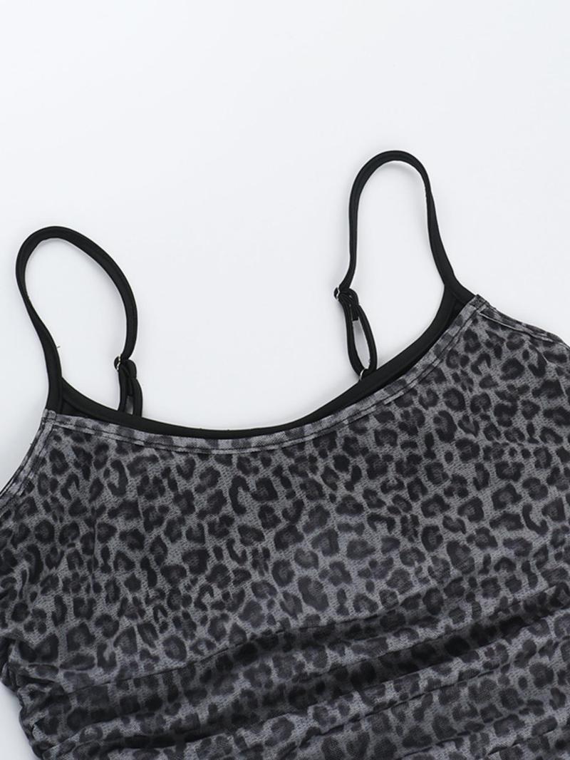 Women's Leopard Print Top, Casual Sleeveless Top for Summer, Women's Clothing for Daily Wear Top, Casual Comfy Cami