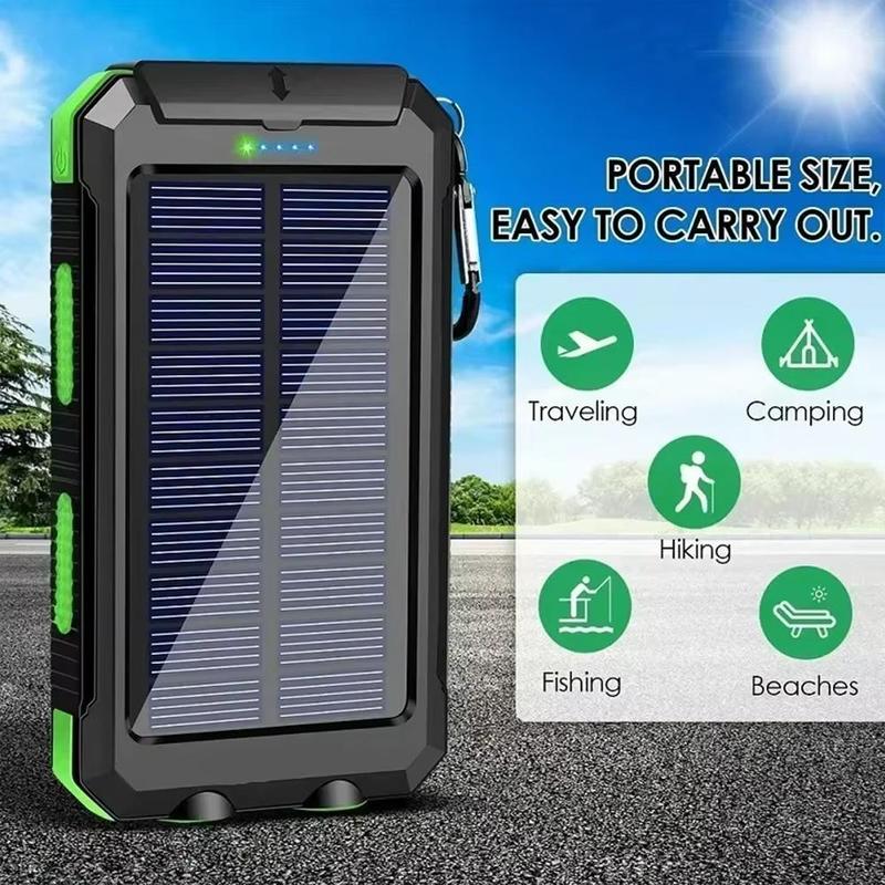 Solar Charger, 38800mAh Portable Type-C Solar Power Bank for All Cellphones, Waterproof Battery Pack, Outdoor External Backup Power Charger Three Outputs/LED Flashlights, Perfect for Camping Travel
