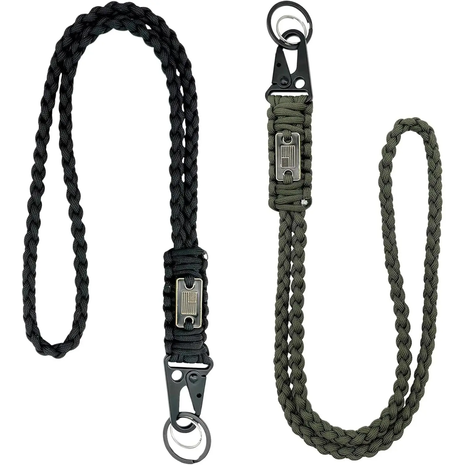 Heavy Duty Paracord ID Badge Lanyard - Tactical Military Braided Lanyard with USA Flag, Ideal for Christmas, Fishing, Travel, Friends & Family Gifting (Office Identification Supplies)