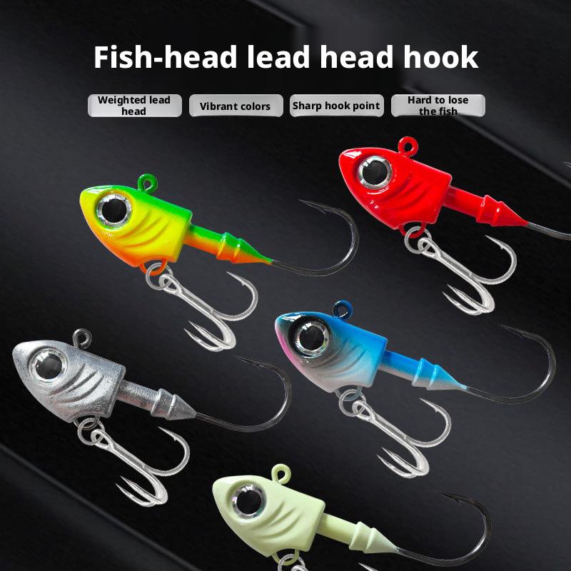 Fishing hook with simulated fish head, heavy-duty lead head hook, UV fish head lead head hook lure, Zhou Shan Hai Ya bionic bait