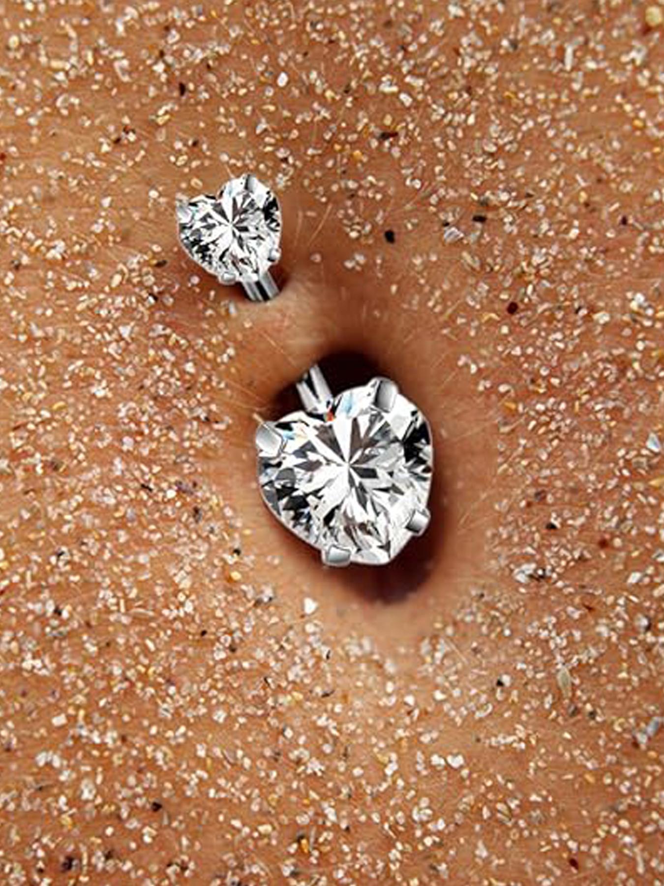 Rhinestone Heart Shaped Navel Ring, Stainless Steel Belly Piercing Body Jewelry, Women's Fashion Accessories for Party, Daily Clothing Decor Rhinestone Heart Shaped Navel Ring, Stainless Steel Belly Piercing Body Jewelry, Women's Fashion Accessories for Party, Daily Clothing Decor