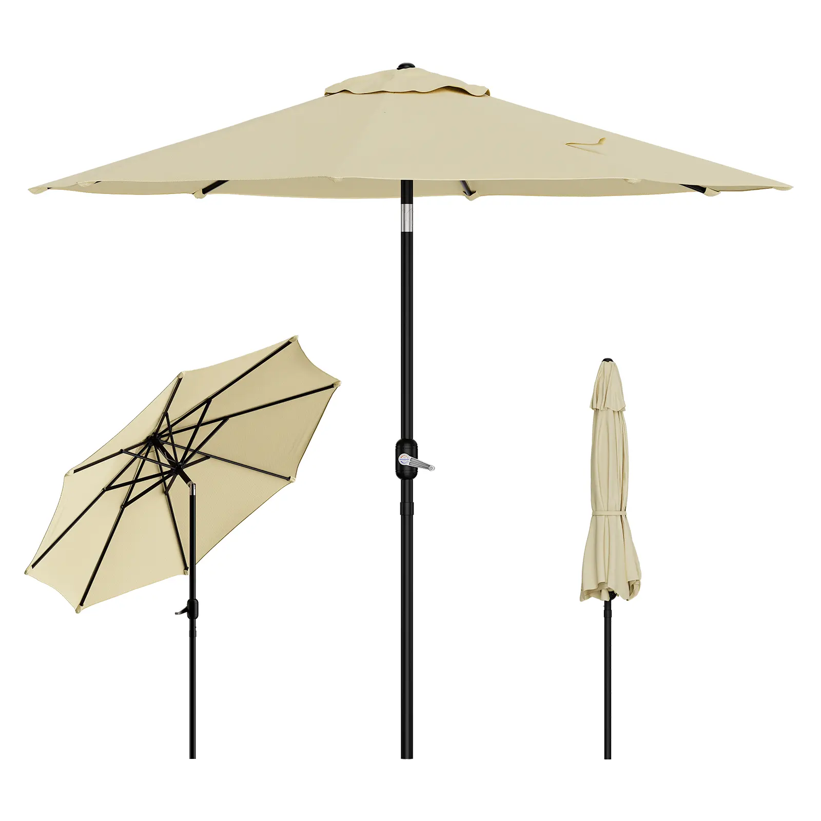 7.5FT Outdoor Patio Umbrella – Market Table Parasol with Push Button Tilt & Crank, 6 Sturdy Ribs, UV Protection, Waterproof & Heavy Duty Sun Shade – Perfect for Garden, Deck, Backyard, Pool, Beach