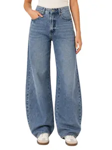 Womens Barrel Baggy Jeans High Waisted Wide Leg Y2K Boyfriend Denim Pants Vintage Loose Fit Long Trousers