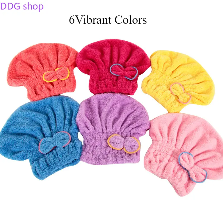 6PC Microfiber Hair Drying Caps - Coral Fleece Shampoo Cap, Reusable Showercap, Soft Ultra-Absorbent Hair Dry Turban, Elastic Fit Sports Headband, Home Essentials for Women (Random Delivery of 3 Colors), Reusable Shower Caps