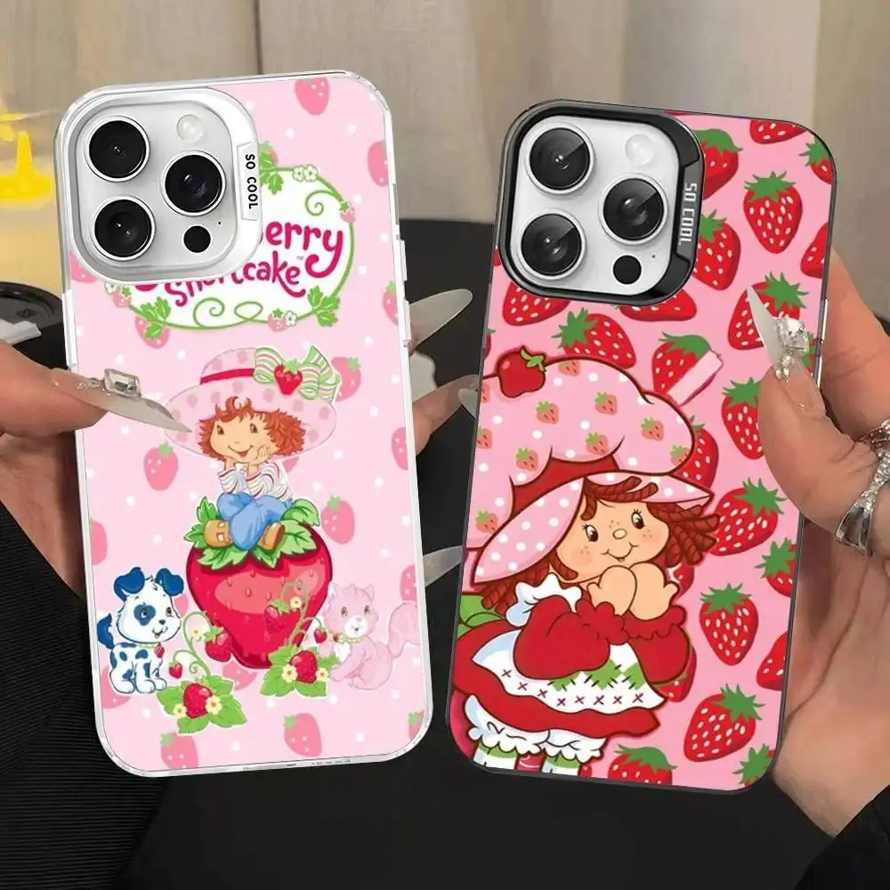 Strawberry Cartoon S-Shortcake Girl Phone Case For IPhone 17 16 15 14 13 12 11 PRO MAX PLUS, AIR and iPhone XR XS MAX 7 8Plus 16E SE, Samsung Galaxy S21 S22 S23Plus S24FE S25 Color Hard Cover, exquisite gift for family and friends