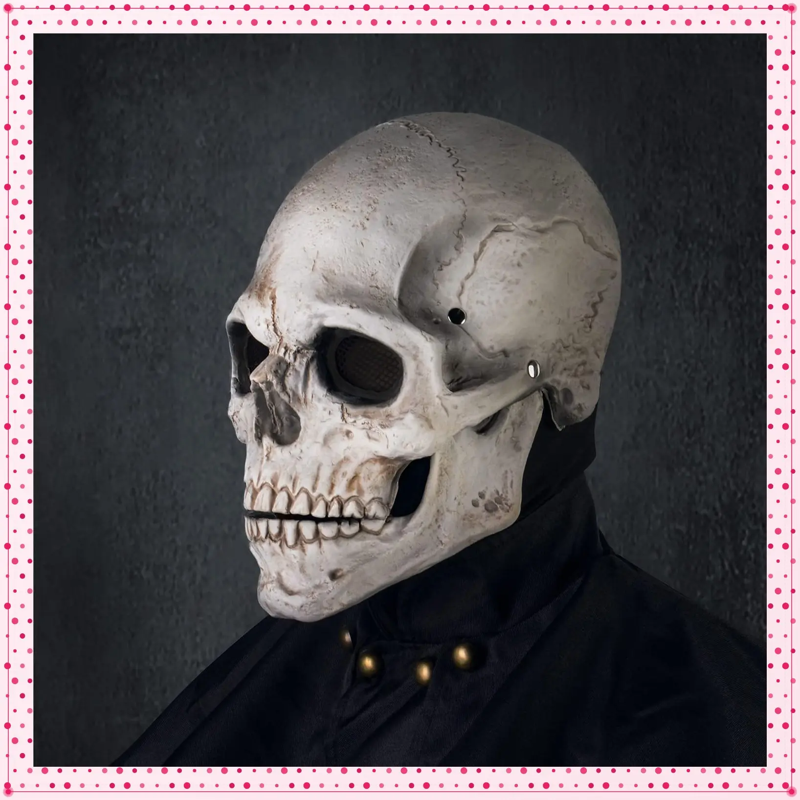 Creepy Halloween Full Head Skull Mask with Movable Jaw, Adult Entire Head Realistic Latex Helmet, Scary SkeletonGift