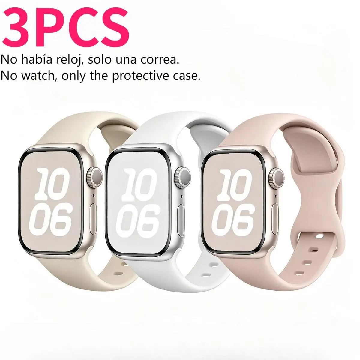 3PCS 2026 Fashion New Colorway Silicone Smartwatch Straps - Soft, Flexible, Figure-8 Buckle Accessories (Strap Only) Compatible With Series 6-8 & SE, DIY Bag Accessory, TikTok Shop Back to School