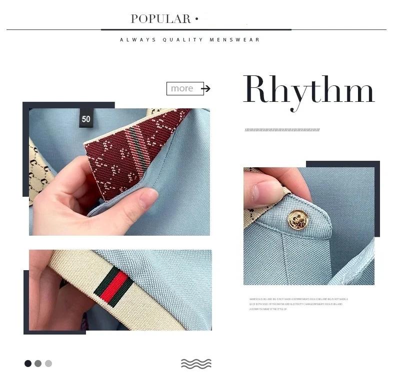 Fashion luxury brand short sleeve polo shirt men new personalized letter color blocked-end casual breathable lapel T-shirt