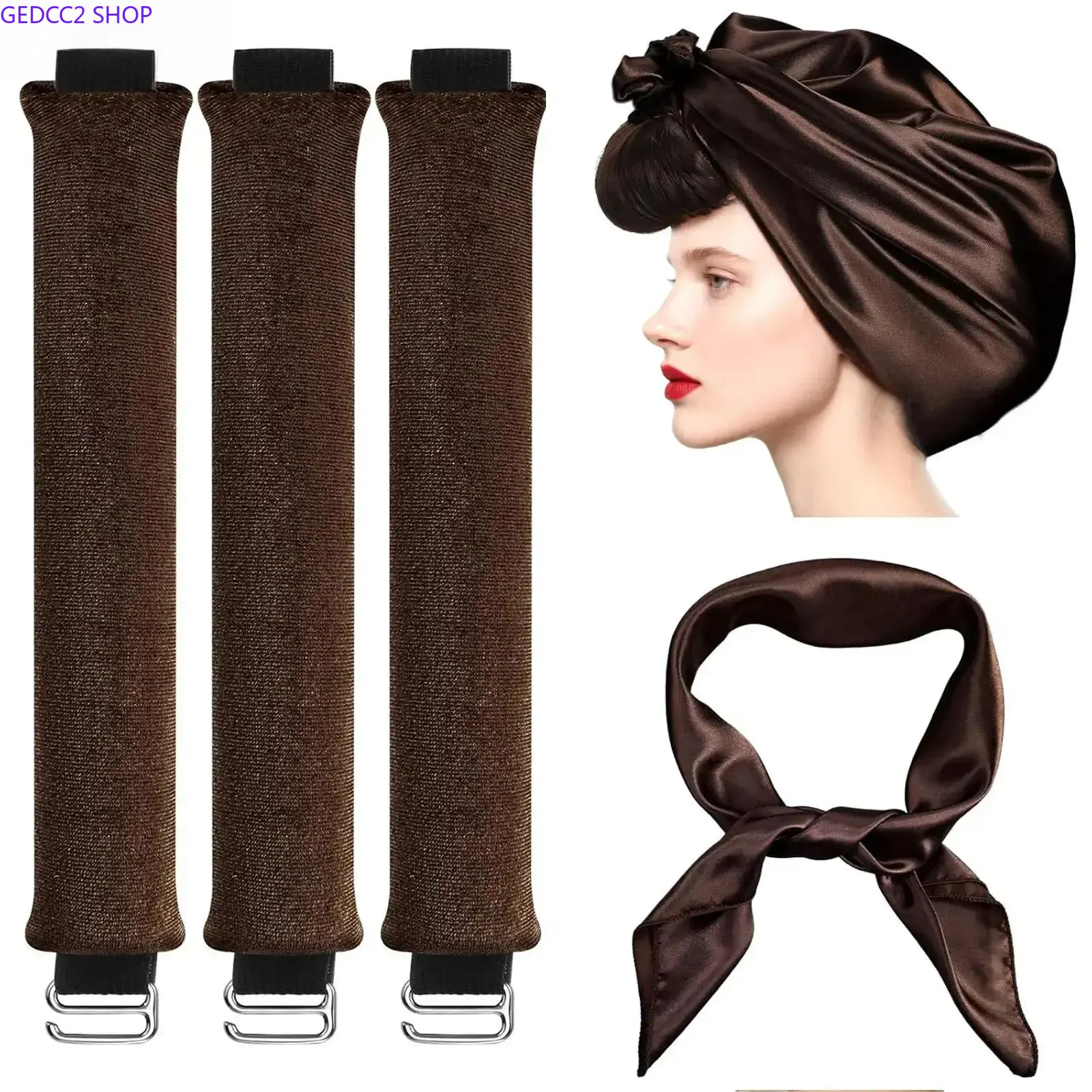 2026 4-in-1 Velvet Heatless Hair Curler Kit, No-Heat Curling Rod Matched with Silk Scarf, Create Natural Big Curls, Gentle Damage-Free Overnight Styling Tool for Medium and Long Hair