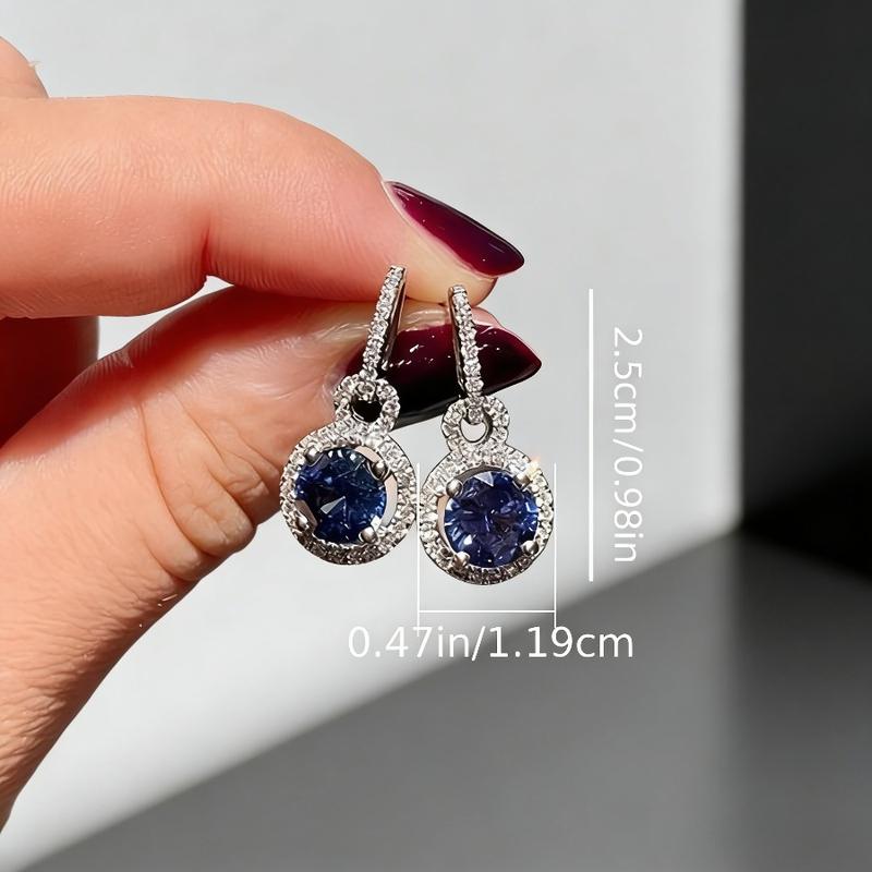 Luxury Blue Zircon Long Earrings Fashion Party Women Birthday Gift Earrings Holiday Style Ear Hook Earrings Statement Earrings Ear Clip Hoop Earrings Valentine's Day Gift