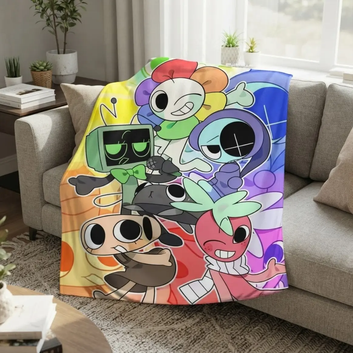 Soft Funny Dandy World Flannel Blanket Cartoon Inspired Throw Blanket Ultra Soft Cozy Lightweight Blanket For Sofa Bed Home Bedroom Adult And Children Fans All Season Bedding Duvet Bed Sheets Comforter Set Cooling Blankets Birthday Gift