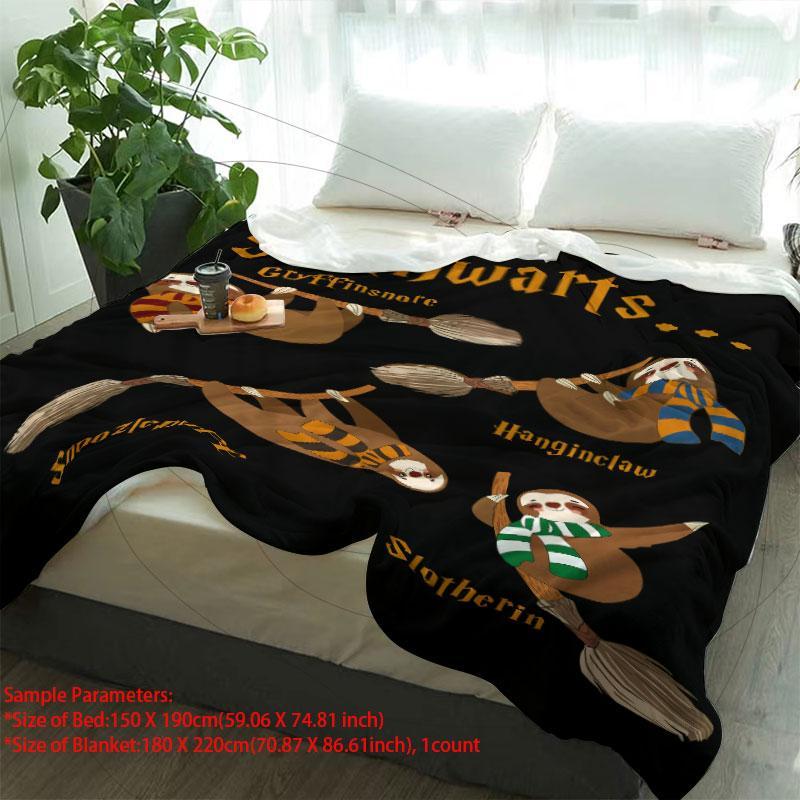 Cartoon Sloth Pattern Blanket, 1 Count Soft Warm Throw Blanket, Air-conditioned Room Blanket, Warm Nap Blanket for Home Office Travel, Cozy Throw Blanket, Soft Fluffy Blanket