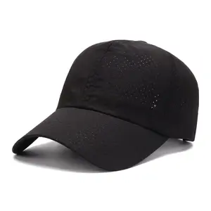 Unisex Laser-Cut Perforated Baseball Cap - Breathable Cooling Quick-Dry Sun Hat, Ponytail Friendly Activewear Sports Cap for Golf, Tennis & Summer Running