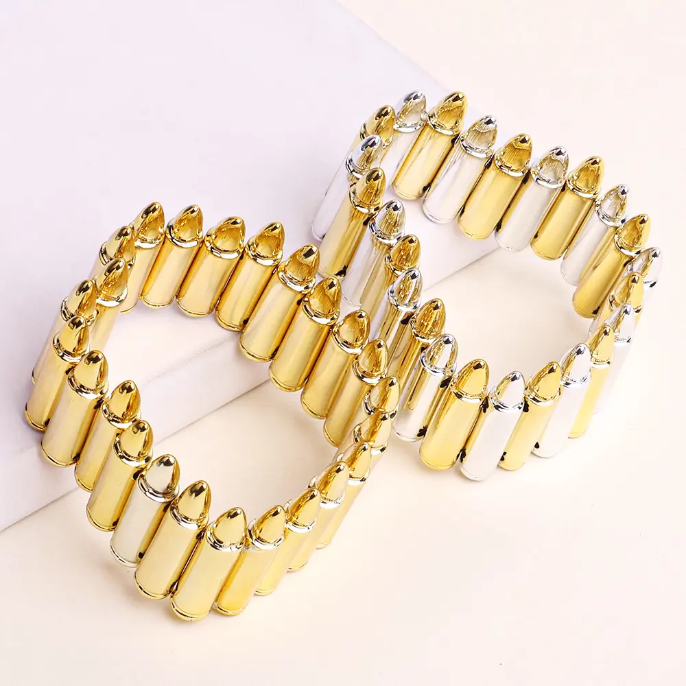 Trend exaggerated punk style bullet elastic bracelet ABS material couple style bracelet bracelet bracelet