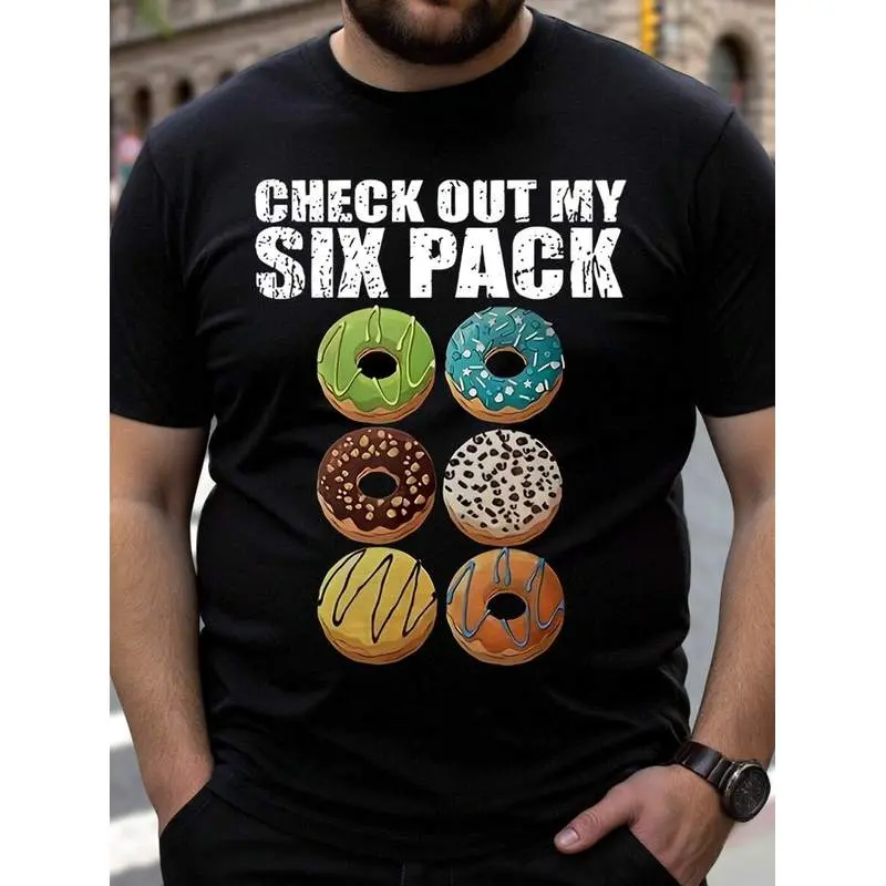 Manfinity Homme Plus Size Men's Round Neck Casual Short Sleeve Donut Graphic T-Shirt