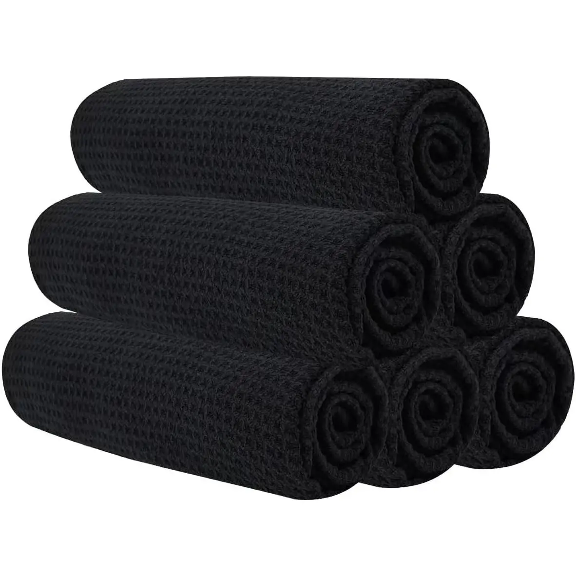 Women's Fast Drying Microfiber Gym Yoga Towels, 16in x 27in 6-Pack Black Towels for Men, Ideal for Tennis & Workouts, Compact Pack