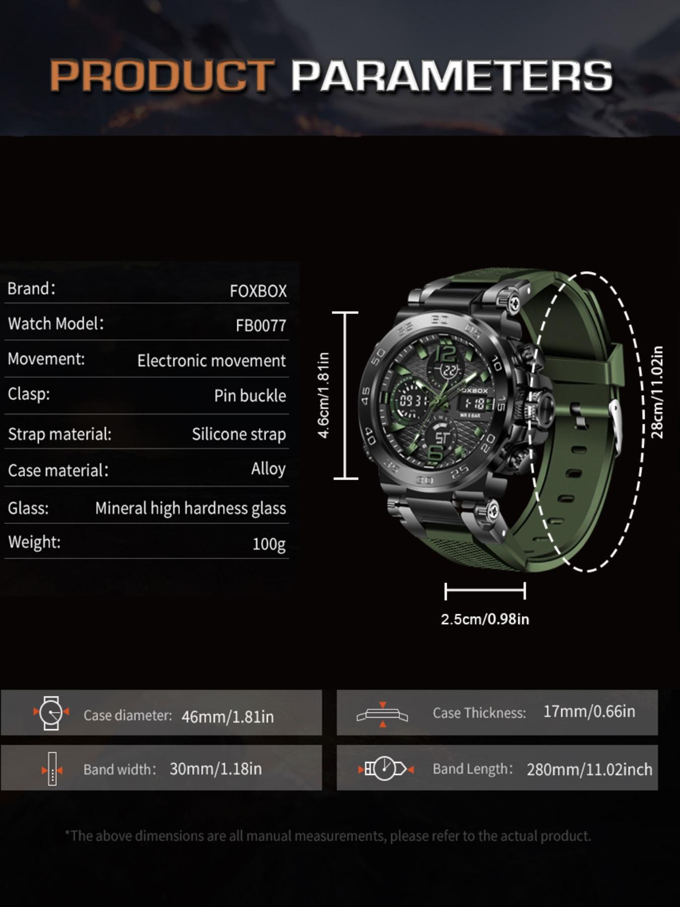 Men's Sporty Digital Watch, Fashionable Digital Watch with Luminous Dial & Alarm Function, Waterproof Watch for Men, with Box