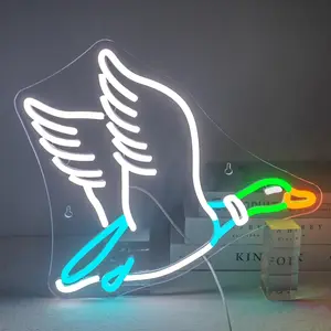 Multi-Color LED Neon Light Duck Silhouette, USB Atmosphere Lamp, American Outdoor Hunting Style, Wall Decor for Cabin, Bar, Rural Setting