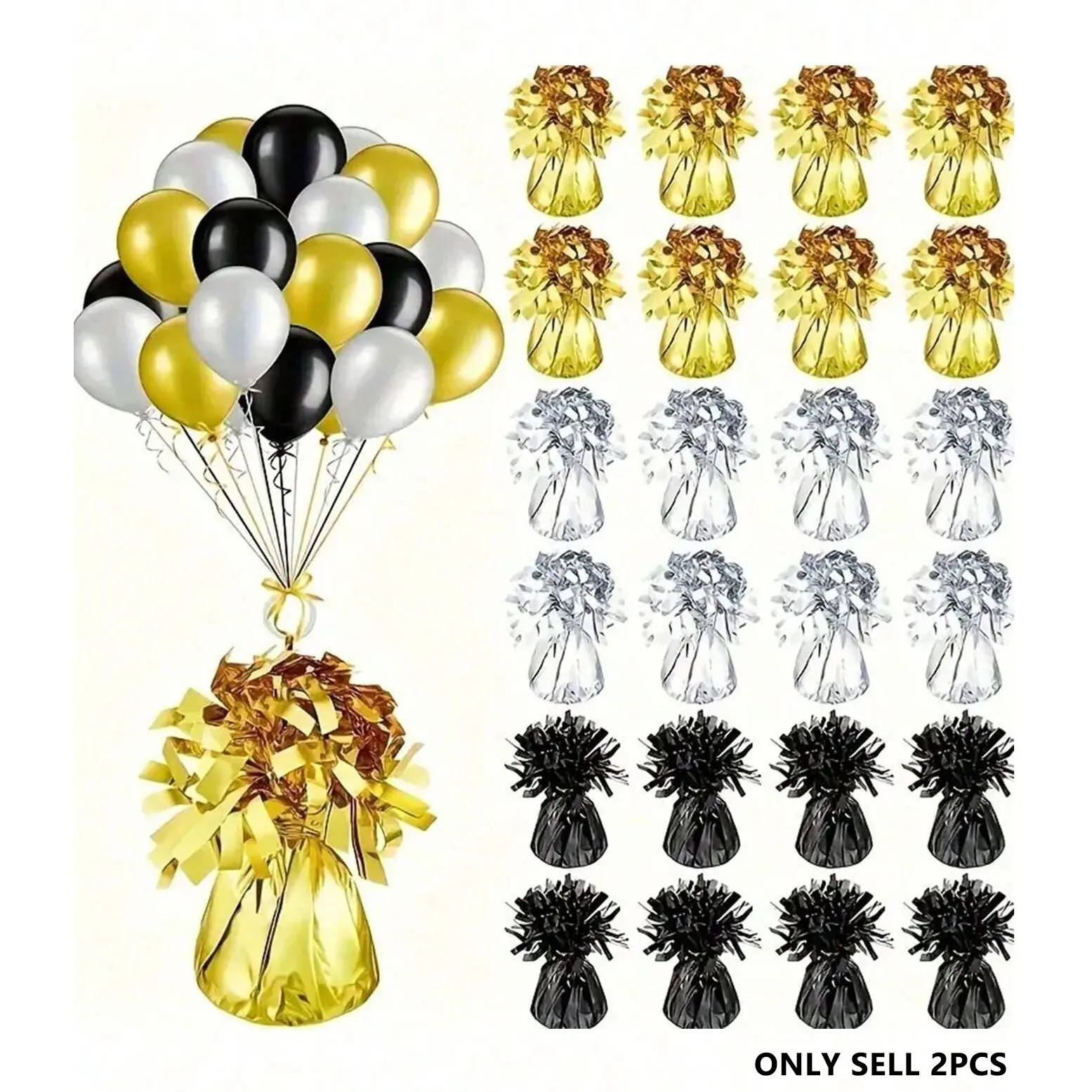 2-Pack Balloon Weights for Party Decor, Metal Foil Weight Blocks, Birthday and Wedding Table Centerpieces, DIY Helium Balloons, 170g/6oz