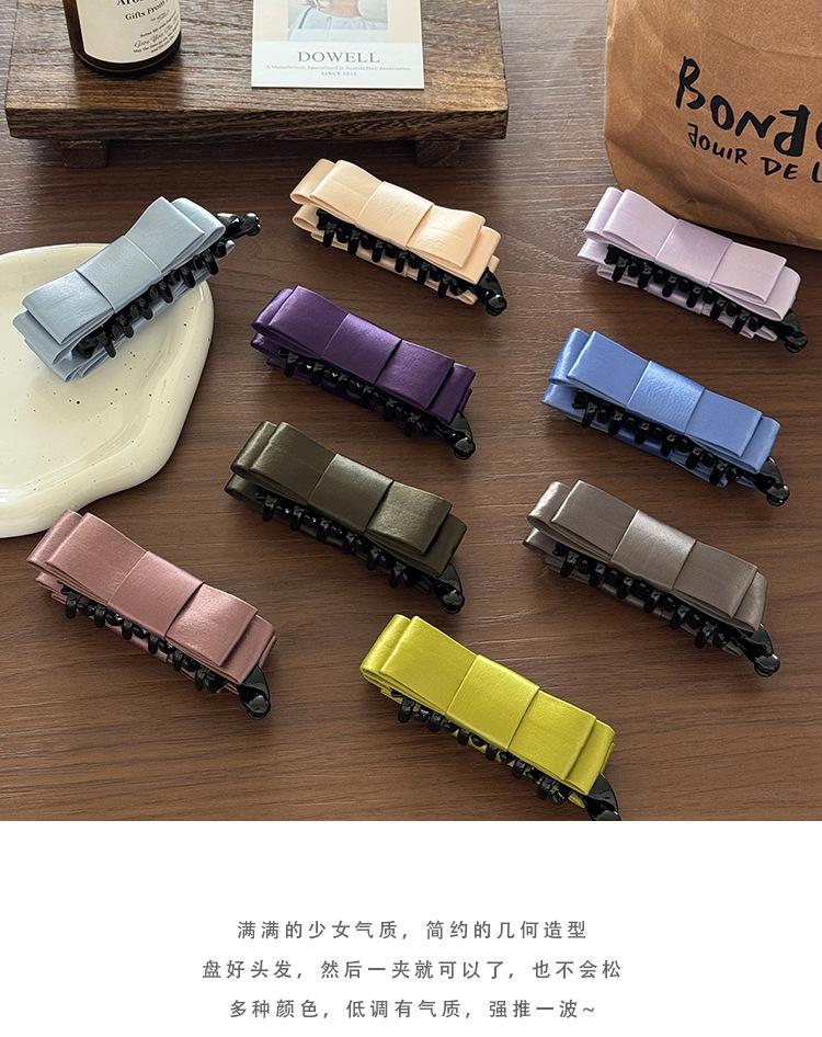 Coquette Aesthetic Macaron Bow Banana Clip | Adorable Pastel Ribbon Hair Clip for Elegant Ponytails | Sweet Summer Hair Accessory