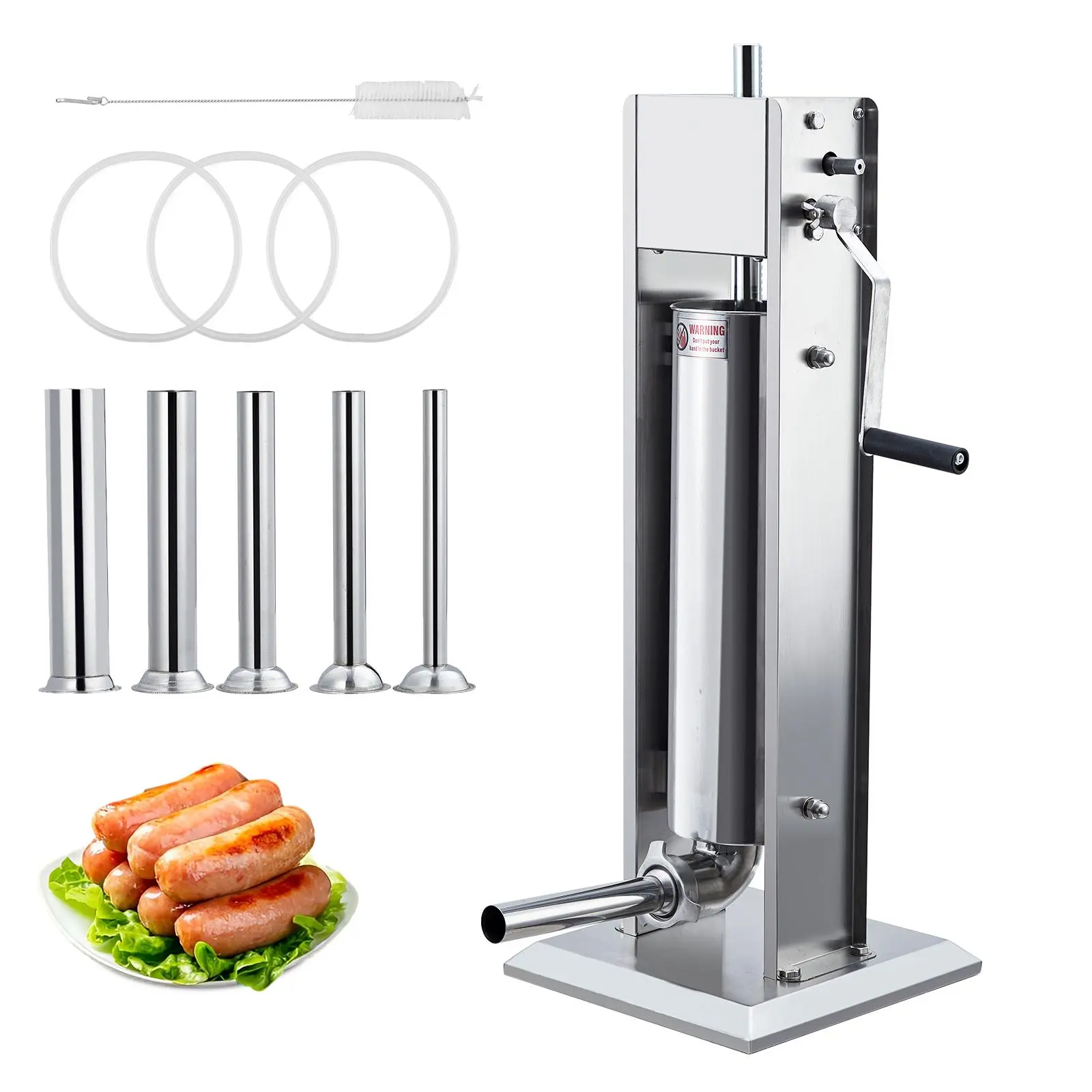 Heavy Duty Stainless Steel Sausage Stuffer Machine – 15LBS/7L Manual Meat Filler with Dual Speed, 4 Stuffing Tubes, Perfect for Home & Commercial Kitchens