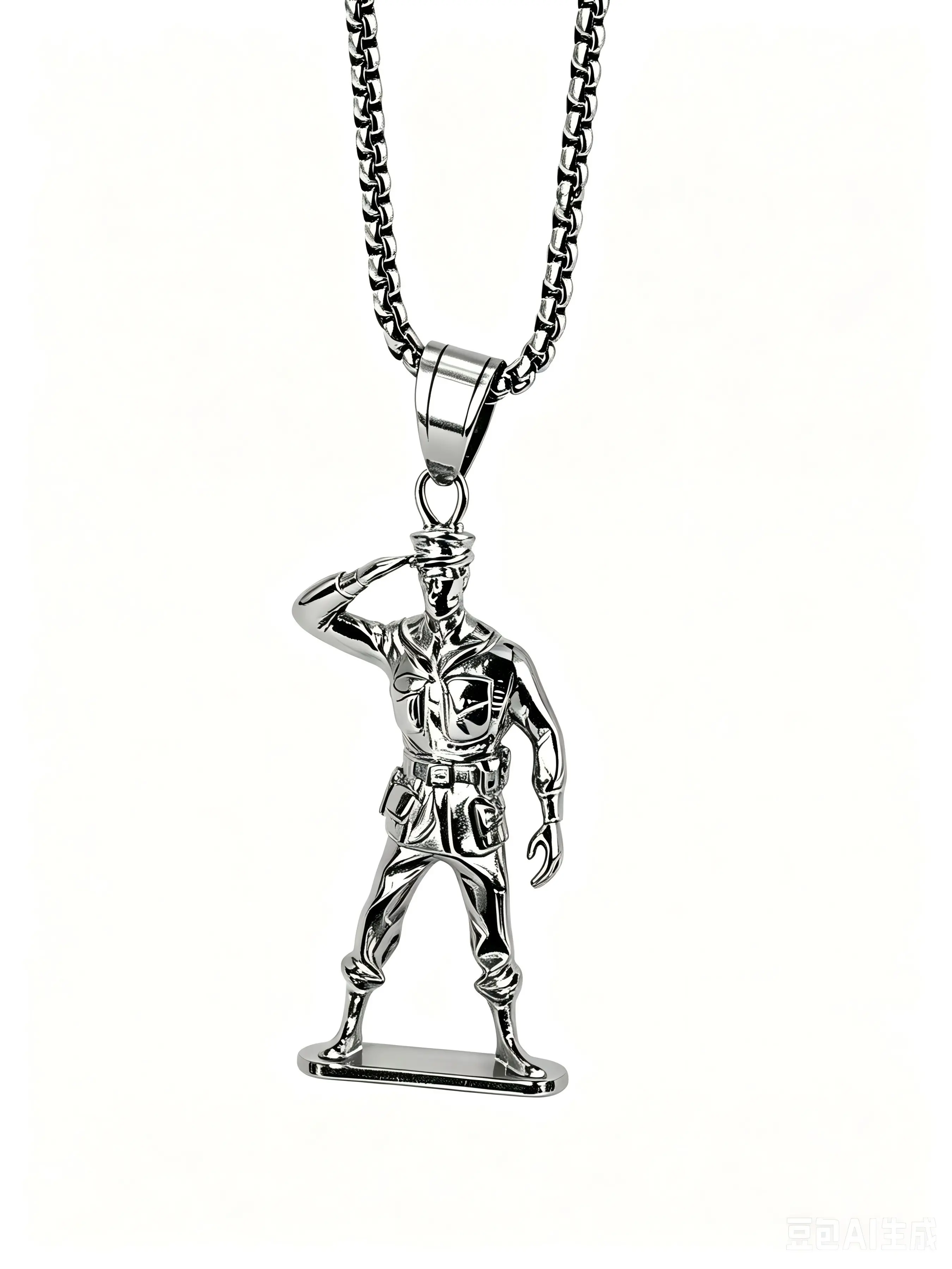 Personalized Soldier Portrait Pendant Necklace Jewelry, Chain Necklace, Titanium Steel Non-Discoloring Hypoallergenic, Ideal for Daily Wear and Gifts