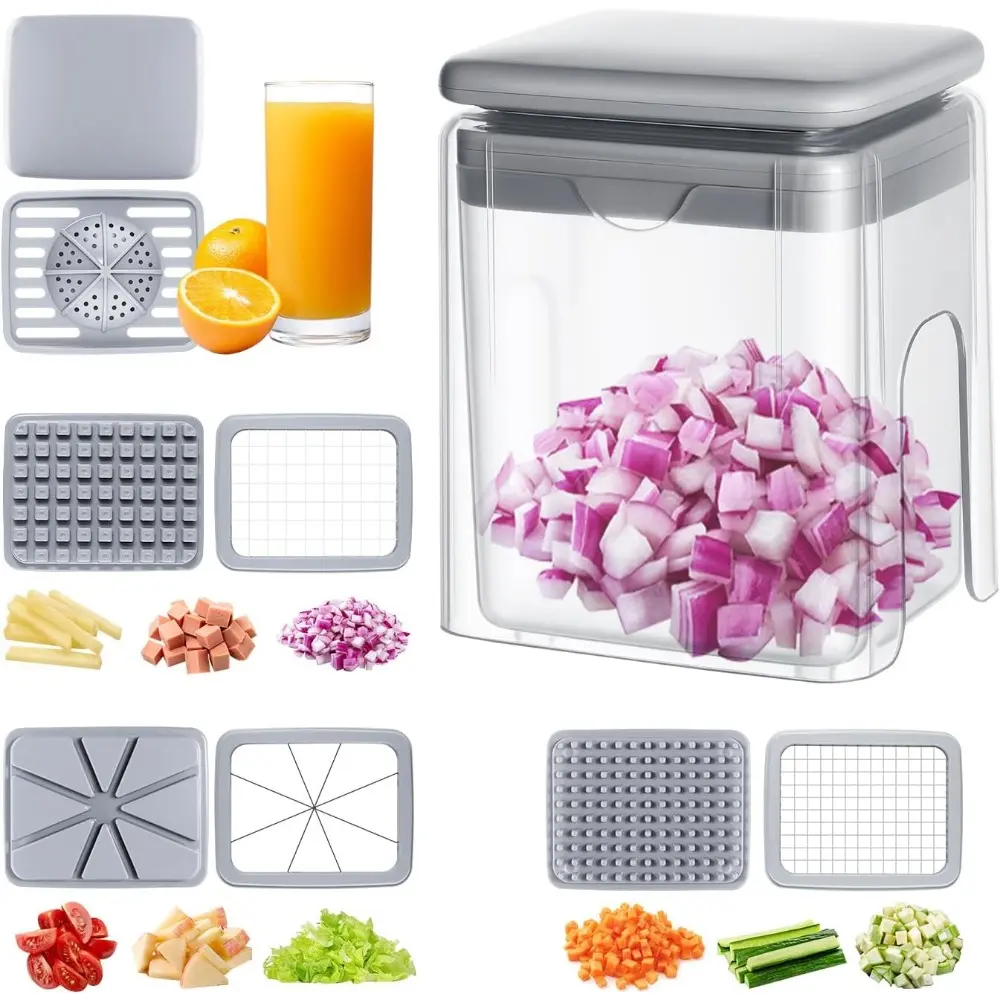 This 4-in-1 veggie chopper cuts meal prep time in half! Multi Blade Vegetable Dicer with Food Container, Detachable Parts for Hassle-Free Cleaning, Perfect For Salads & Daily Cooking