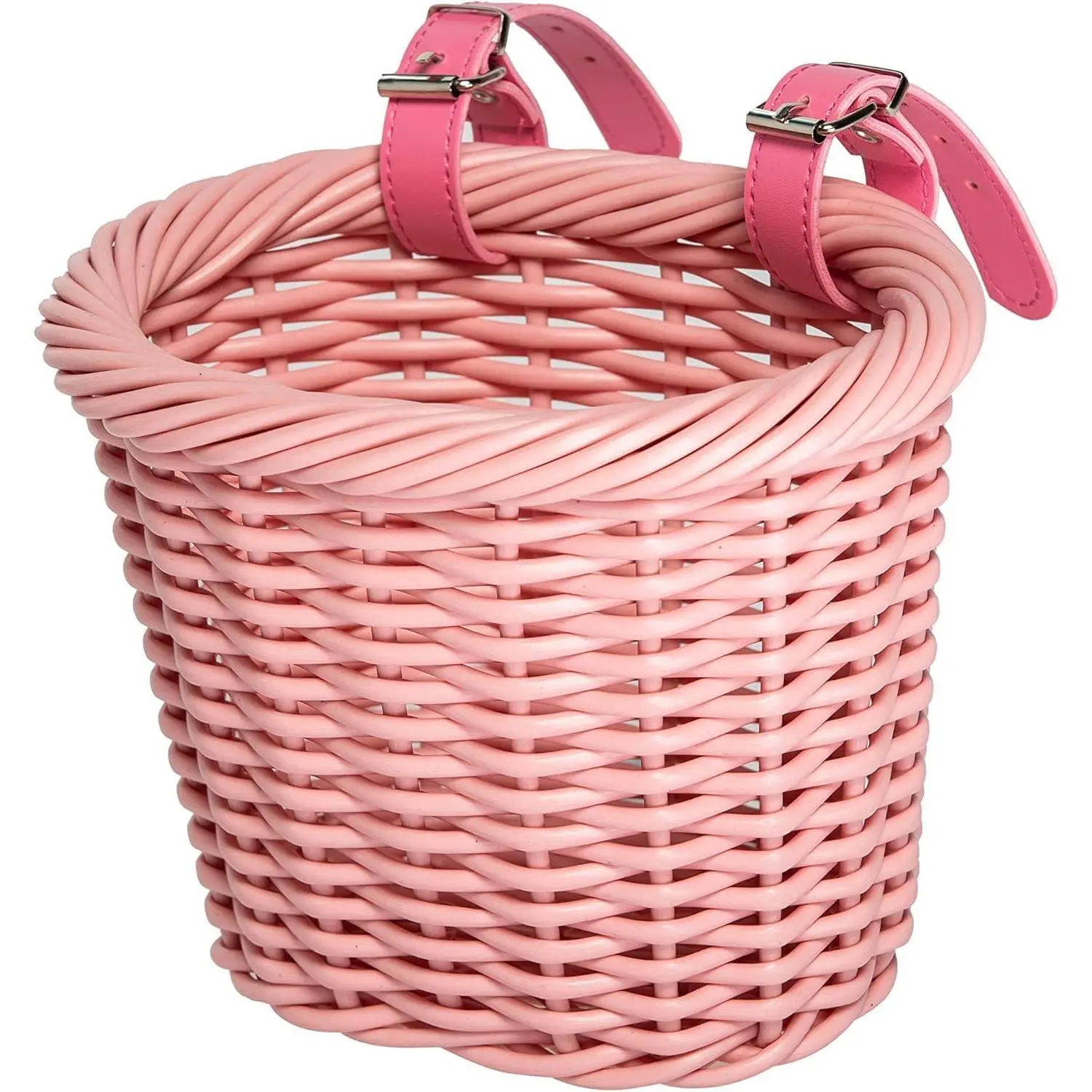 Basket Woven  Basket for Adult Bikes Front/  Handlebar with Adjustable Leather Straps  Storage  Basket, Multi-Colors