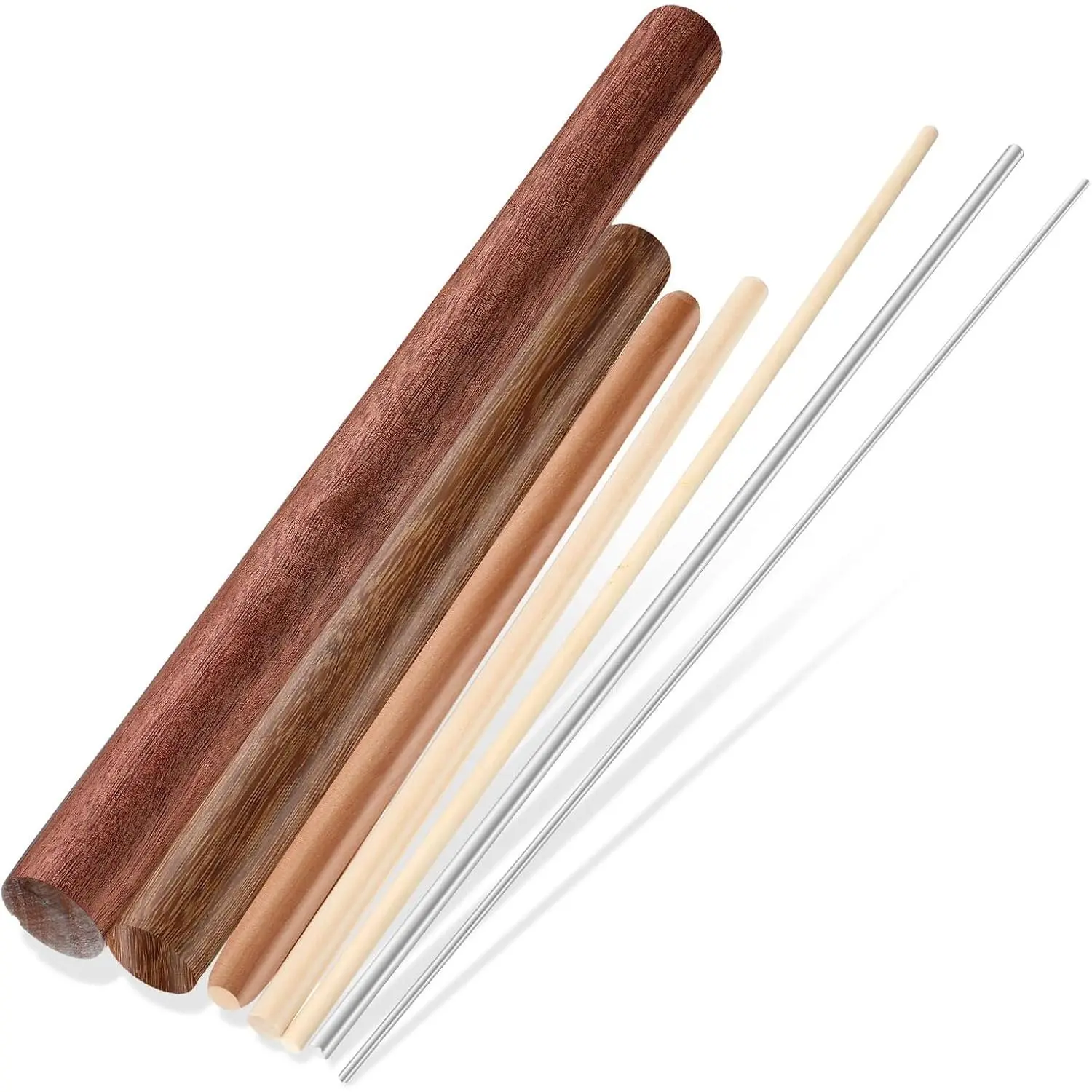 7 count Italian Rolling Pins Set  and Stainless Steel Pasta Rolling Pin Dough Pasta Roller for Making Wontons, Dumplings, Pastas, Ramen, Udon Noodles, Flat Bread, Tortillas
