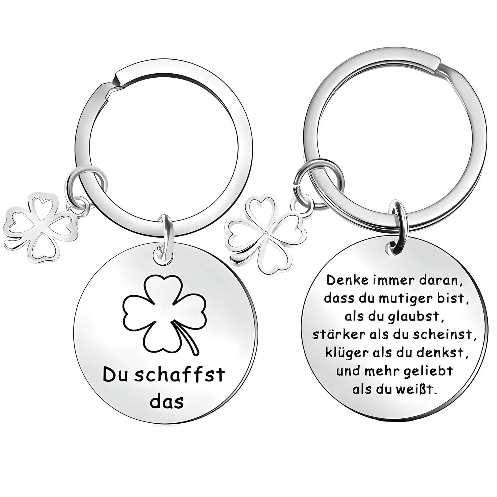 Four Leaf Clover Keychain Gift, Creative Both Side Printed Denke immer daran Lucky Clover Keyrings BUY1GET 1FRE