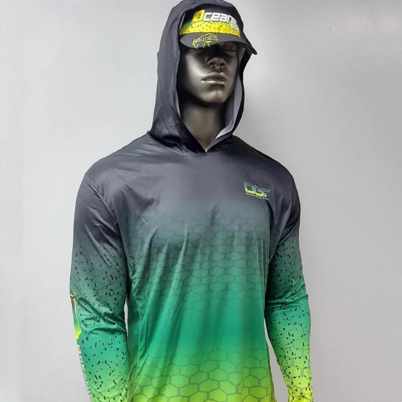 Kyn Apparel Fishing Hoodie Long Sleeve Jersey Sailing UPF 50+ UV Resistant Running Fishing Wear Green Breathable Team Customized Fish Shirt