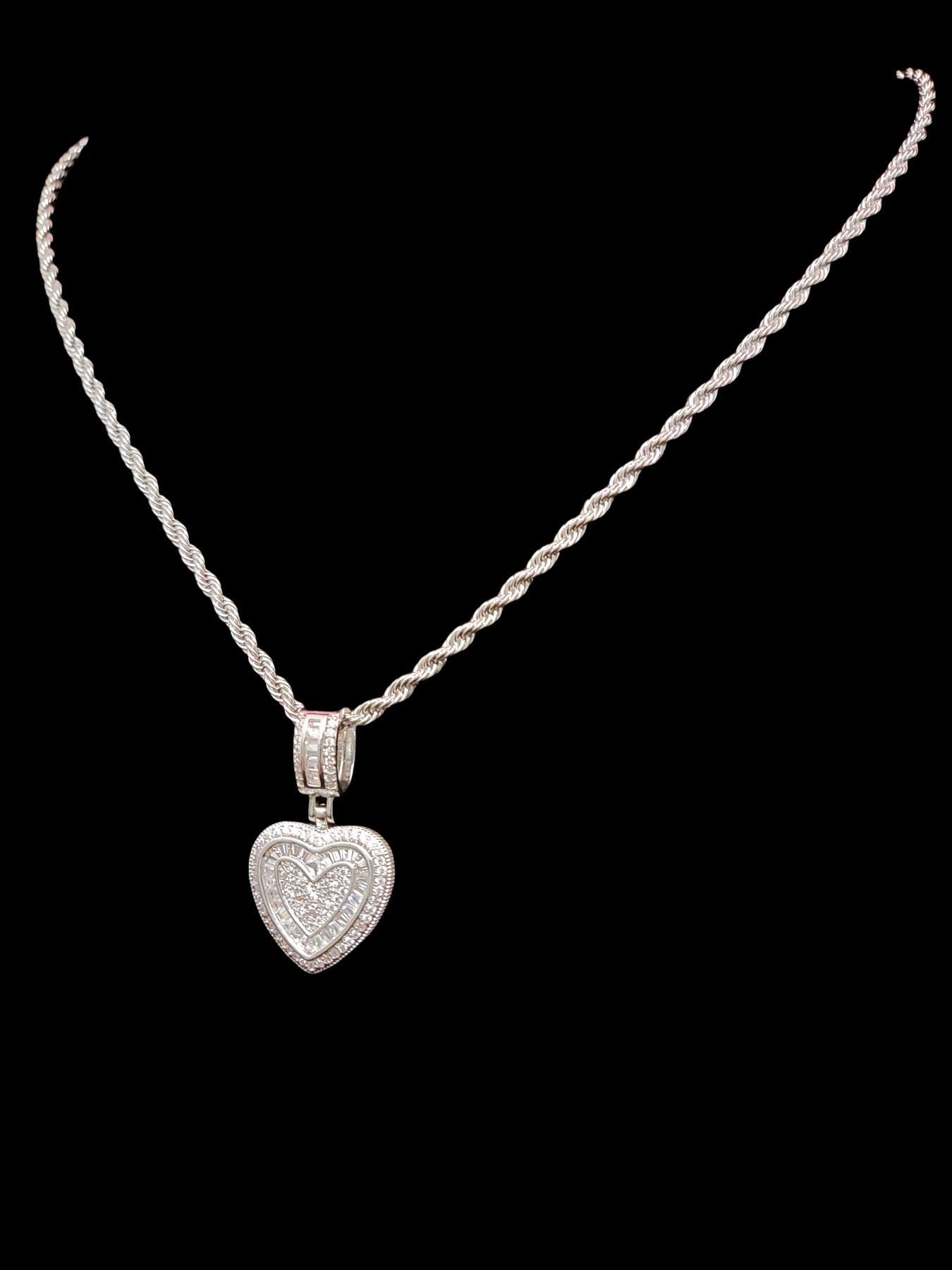 Heart Shaped Artificial Zircon Pendant Necklace for Women, Fashion Jewelry for Party, Daily Clothing Decor, Trendy All-match & Exquisite Jewelry for Birthday Gift, Love Heart Necklace