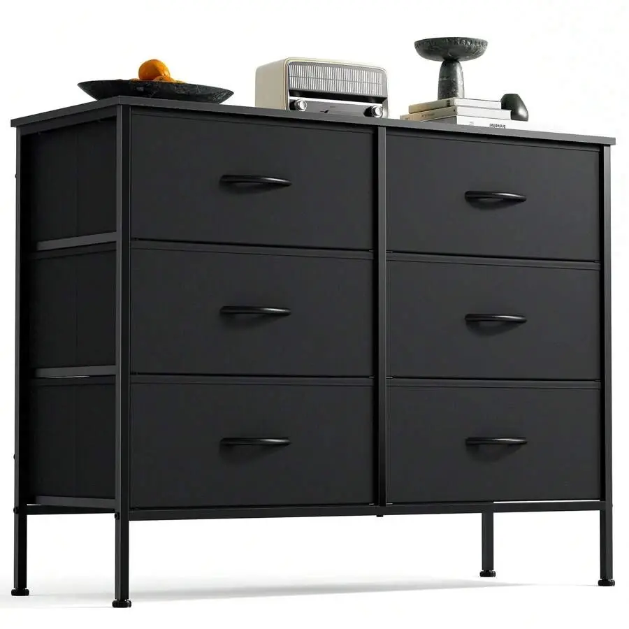 Dresser For Bedroom, 6 Drawers Dressers And Chests Of Drawers, TV Stand For Bedroom With Fabric Drawers, Kids Dresser Fabric Storage Dresser For Living Room,chabuildreark,farmhouse,coffee bar cabinet,lockable,,,unit,,jewelry,armoire,,towe,wooden,organizer