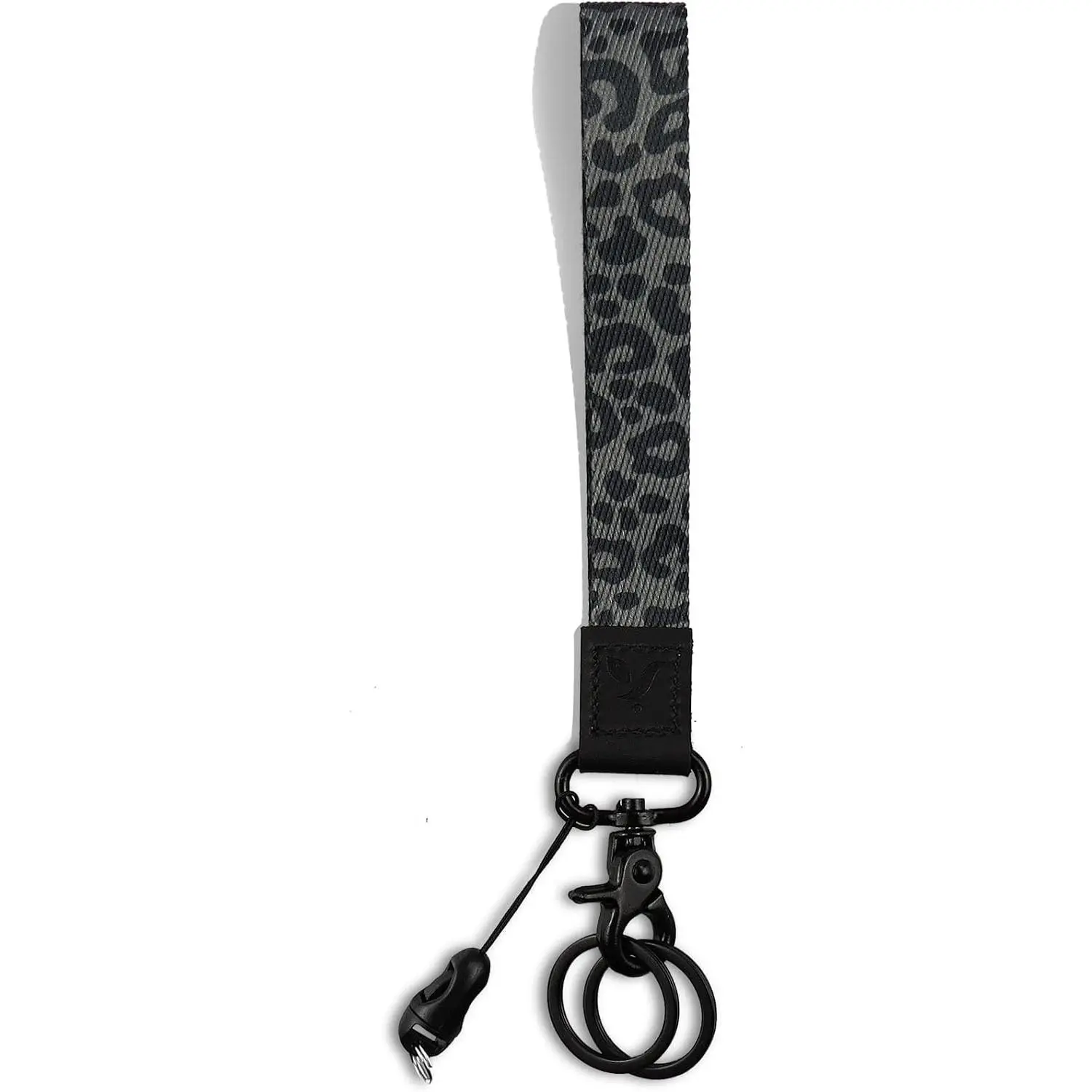 Durable Metal Clip-On Lanyard Strap - Cute Portable Wrist Accessory for Smartphone, Wallet, ID Holder, Key Chain (Black Leopard), Cellphone