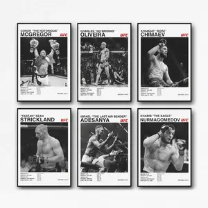 NBHYK 6-Piece Frameless Boxing UFC Wall Art Prints - Lightweight HD Image Decorative Posters, Artistic Fighter Legends Vintage MMA Brazilian Fighter Wall Decor for Bedroom Display, Gift Ornaments