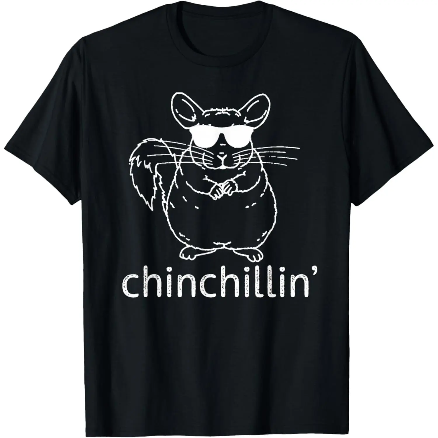 Unisex 100% Cotton Short Sleeve "Chinchillin" Funny Chinchilla Graphic T-Shirt, Cute Animal Sunglasses Tee, Chinchilla Lover Gift Shirt, Soft Comfortable Casual Wear