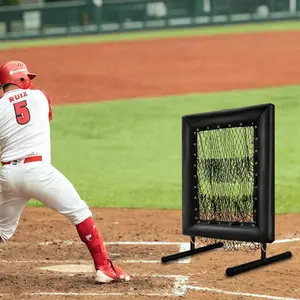 9-Hole Baseball Pitching Net with Strike Zone, 5-Level Height-Adjustable Trainer for Pitching & Batting Drills