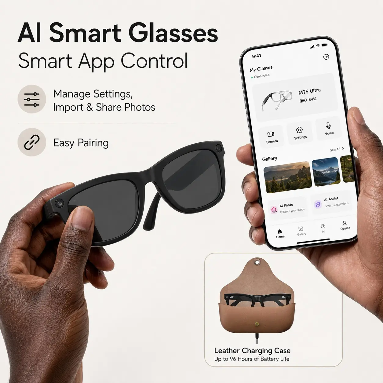 Multifunctional Travel Wearable Tech 1080P Stabilized Video, Real‑Time Translation & Voice Control, Portable Charging Case, Bluetooth Calling, 2026 AI Smart Camera Glasses, 8MP HD Lens, Wearable Travel & Outdoor Tech