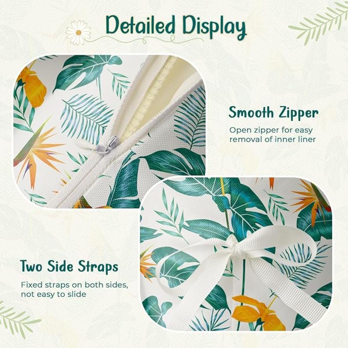 Waterproof Egg Chair Cushion Replacement 47x31.5x4.7 inch Thicken Hanging Egg Swing Chair Cushion IndoorUthem Outdoor Wicker Rattan Hammock Basket Cushion with Headrest Pillow, Yellow-Green Leaf