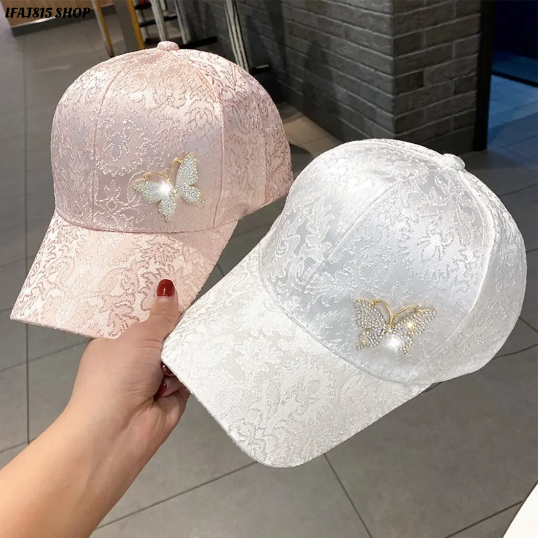 Butterfly Baseball Cap, Korean-Inspired Lace Pattern Fashion Hat, Silk-Look Lightweight Adjustable Visor Cap, Trendy Sun Protection Accessory for Spring Summer Travel