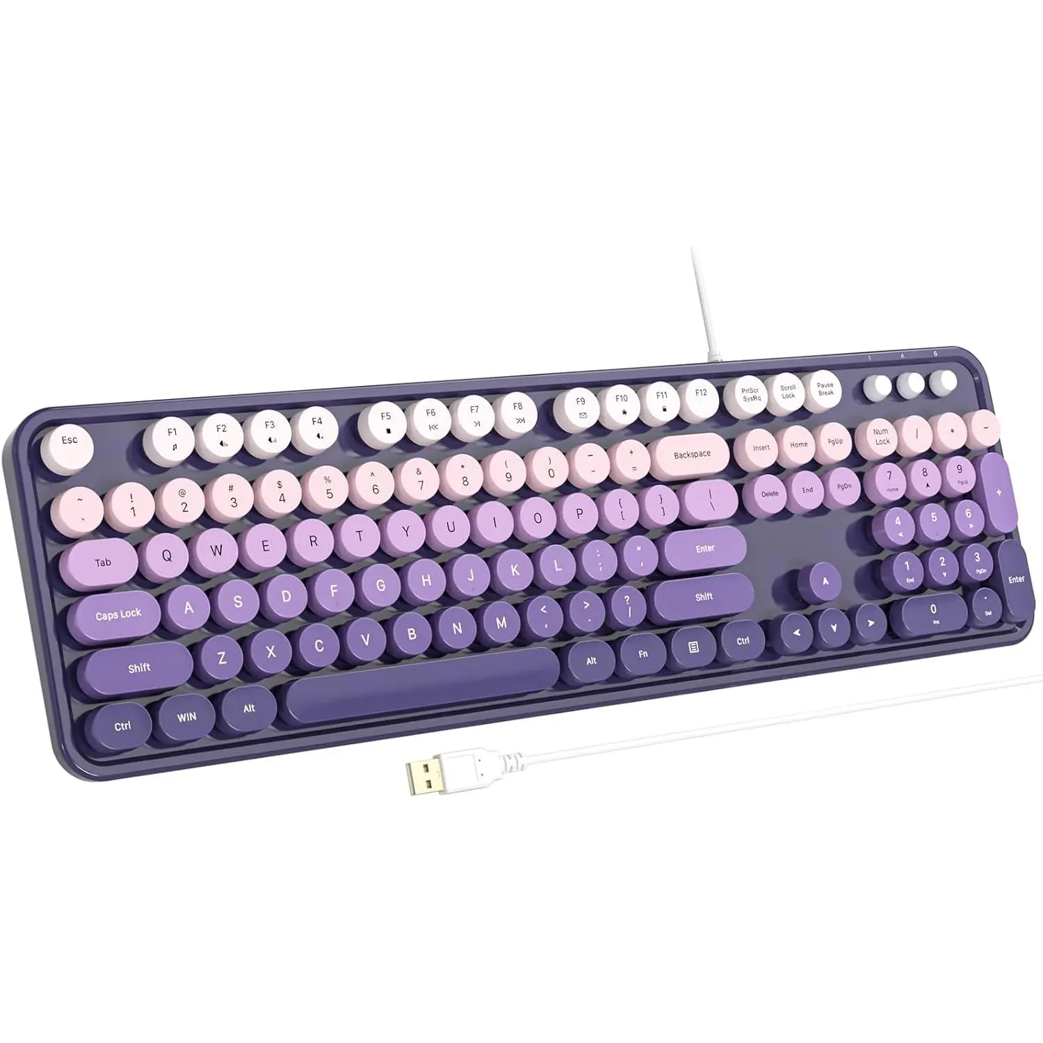USB Wired Keyboard with Backlit 7-Colors, Full Size Keyboard with Retro Keycaps, Numeric Keypad and Media Hotkey for  Desktop PC Laptop and Windows 7 8 10 11