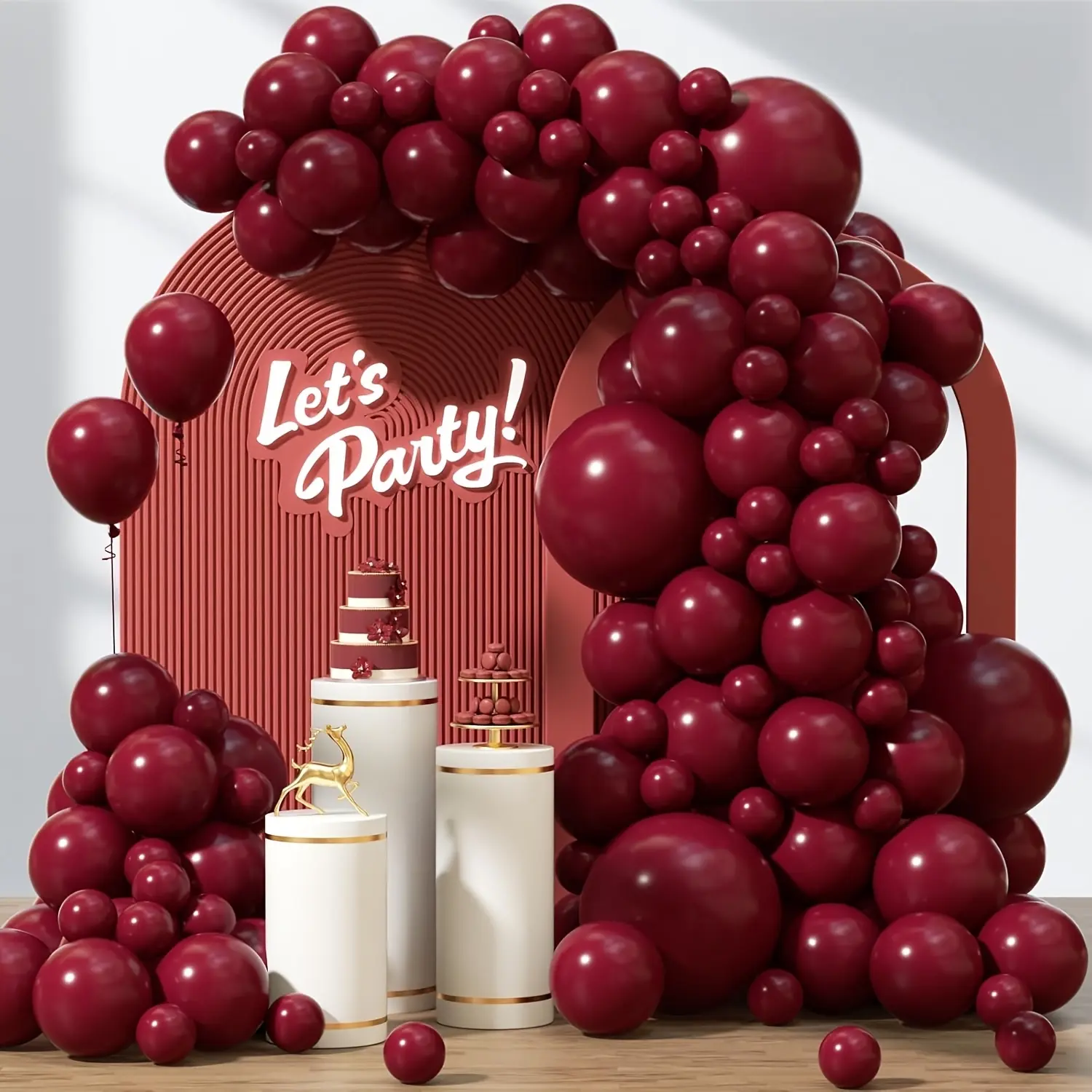 105 Piece Wine Balloon Arch Kit, Multi-Size Set for Birthday, Graduation, Wedding, Valentine's Day Party Decorations