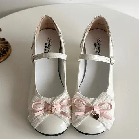 Sweet Girl Lace Bow Mary Jane Shoes, Round Toe, Casual Style, PU Leather, Rubber Sole, Comfortable Heel, Multiple Colors Available, Mary Janes Shoes