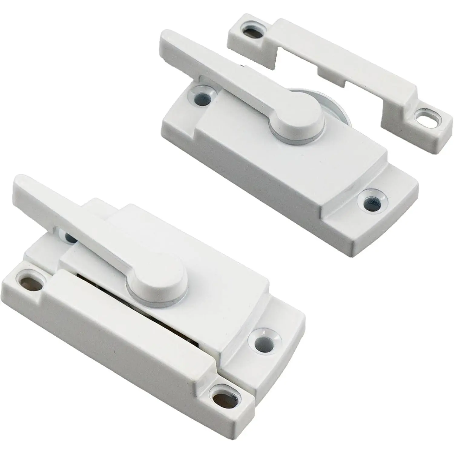 2-Piece Sliding Window Lock, Cam Sash Security Lock for Double Sliding Windows, Vinyl Sash Lock and Keeper Replacement for Vertical & Horizontal Sliding Windows