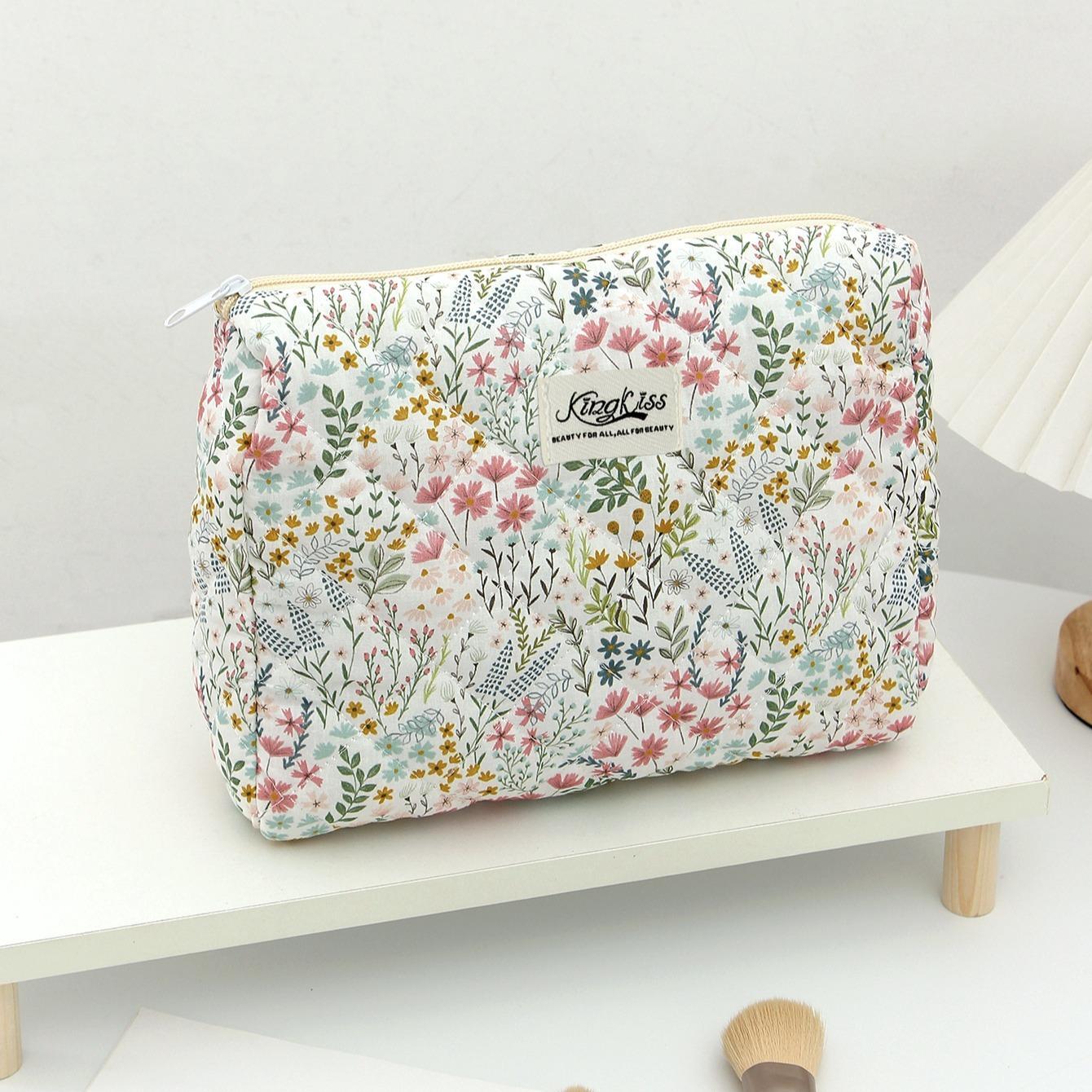 Floral Pattern Makeup Bag Set, 3 Counts Large Capacity Travel Cosmetic Storage Bag, Zipper Makeup Organizer Pouch, Travel Cosmetic Bags