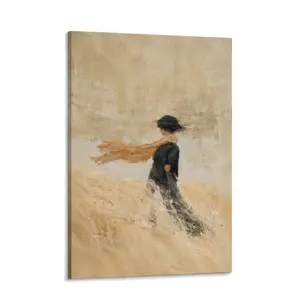 Sunset Boat on Calm Lake Canvas Wall Art, Serene Landscape Painting, Cozy Aesthetic Room Decor for Bedroom Living Room Office, Framed Ready to Hang, Nature Lover Gift, Meditation Zen Art Piece