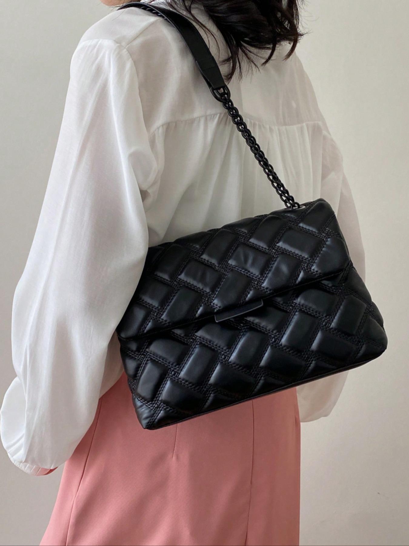 Women's Elegant Quilted Chain Strap Crossbody Bag, Casual Trendy Bag, Trendy Minimalist Shoulder Bag, Chic All-match Crossbody Bag for Daily & Work Use, Crossbody Purses