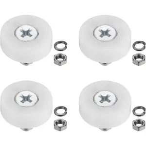 19mm Drawer Rollers, 4 Set Nylon Positioning Pulleys Small Drawer Pulley  Wheel with Spring Washer and Nuts for File Cabinet Slide, White